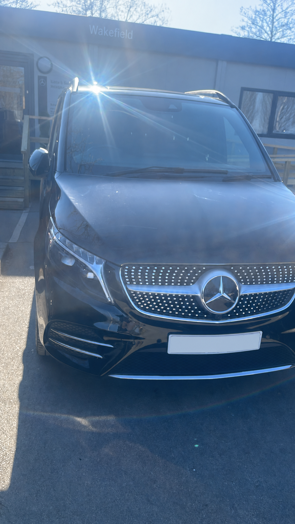 Front view of Vectura's black V-Class
