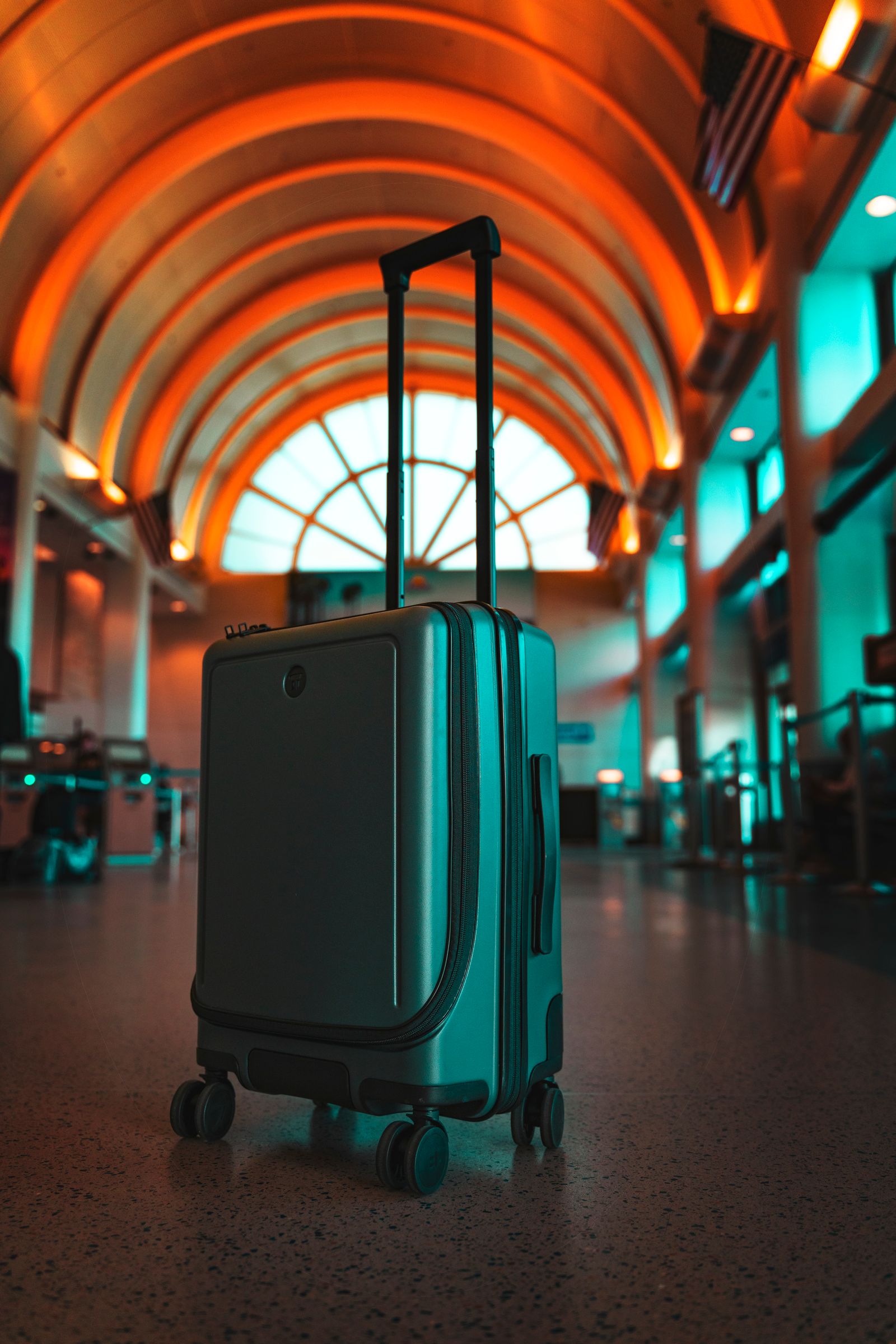 Suitcase ready in an airport terminal